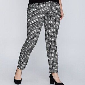 Lane Bryant Lena Patterned Ankle Pant Black White Wrinkle Resistant Knit Size 24